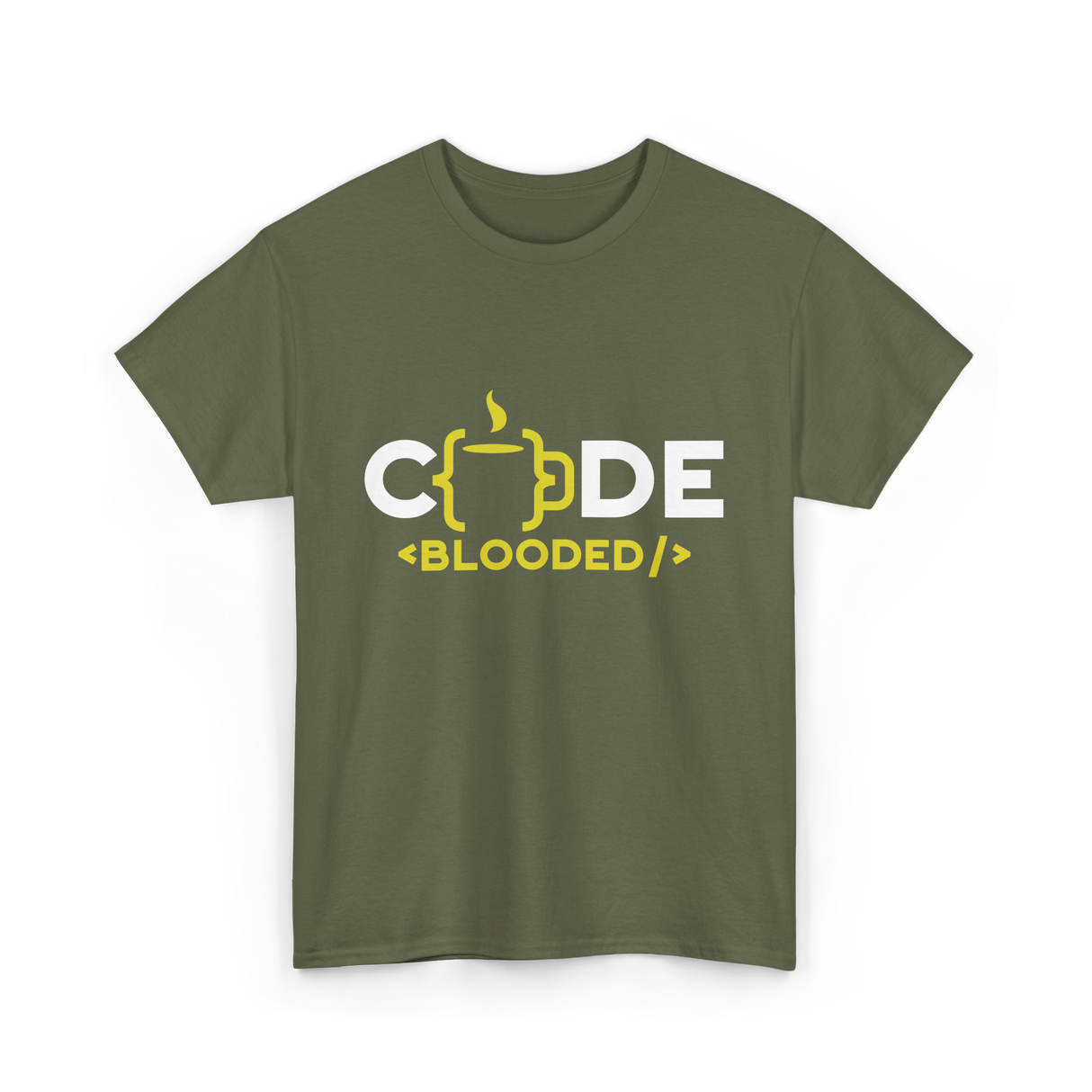 Code Blooded Coder Coding T-Shirt - Military Green