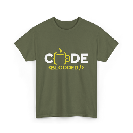 Code Blooded Coder Coding T-Shirt - Military Green