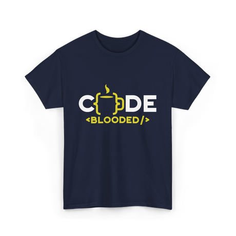 Code Blooded Coder Coding T-Shirt - Navy