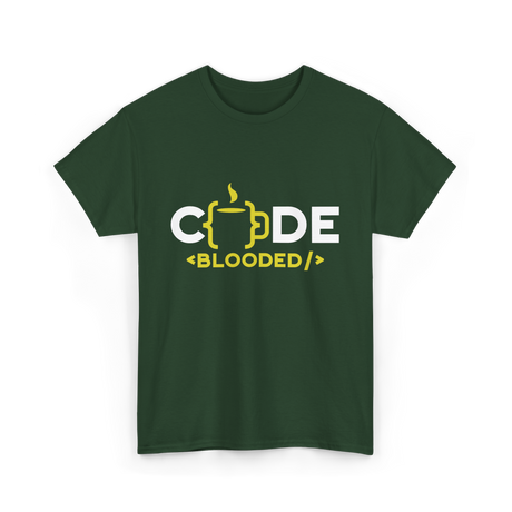 Code Blooded Coder Coding T-Shirt - Forest Green