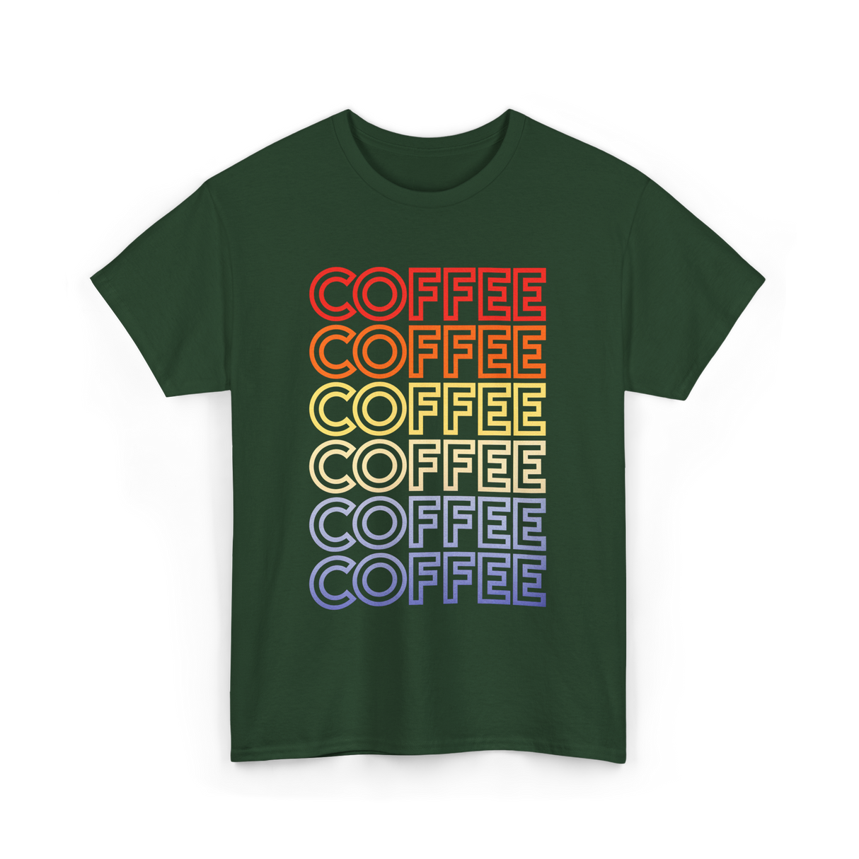 Coffee Coffee Coffee Coffee Art T-Shirt - Forest Green