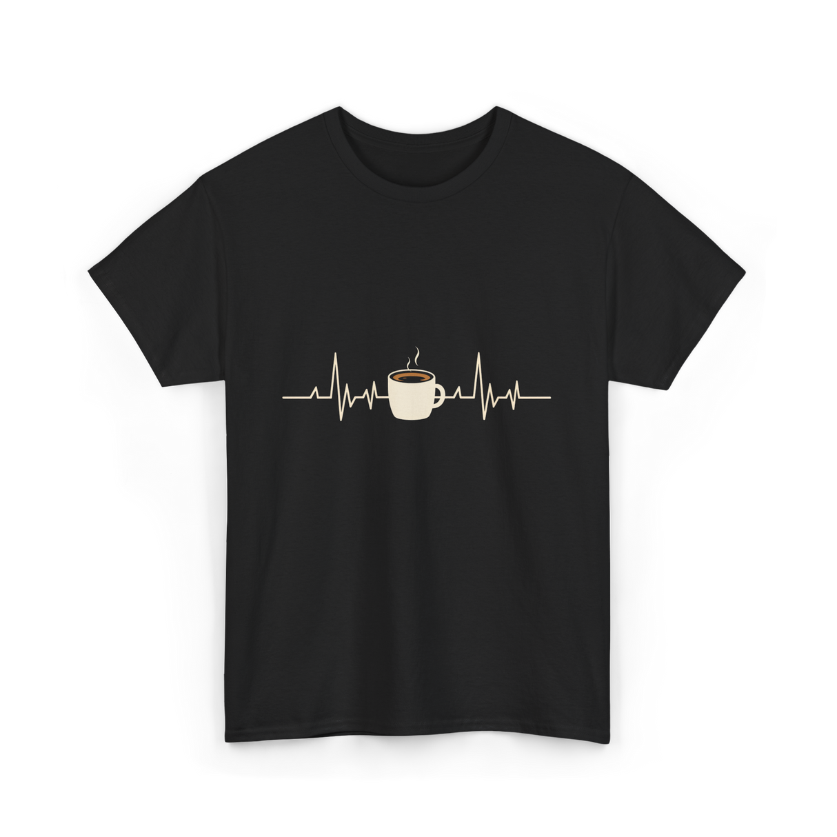 Coffee Heartbeat Coffee Drink T-Shirt - Black