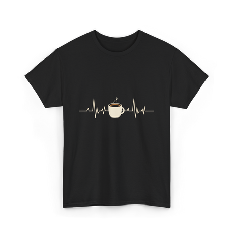 Coffee Heartbeat Coffee Drink T-Shirt - Black