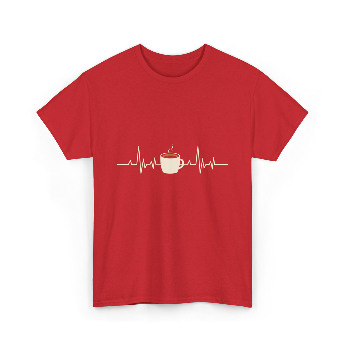 Coffee Heartbeat Coffee Drink T-Shirt - Red