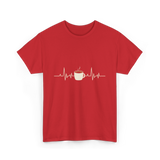 Coffee Heartbeat Coffee Drink T-Shirt - Red