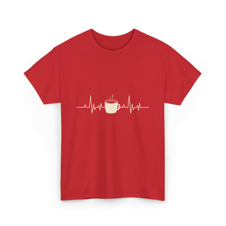 Coffee Heartbeat Coffee Drink T-Shirt - Red