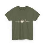 Coffee Heartbeat Coffee Drink T-Shirt - Military Green