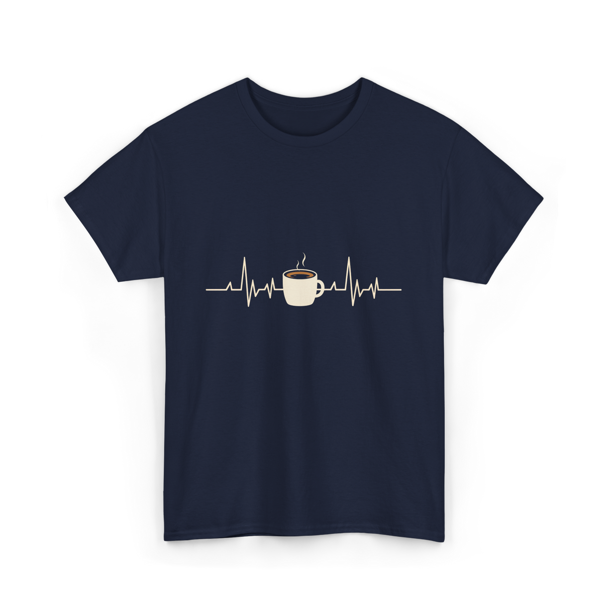 Coffee Heartbeat Coffee Drink T-Shirt - Navy