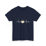 Coffee Heartbeat Coffee Drink T-Shirt - Navy