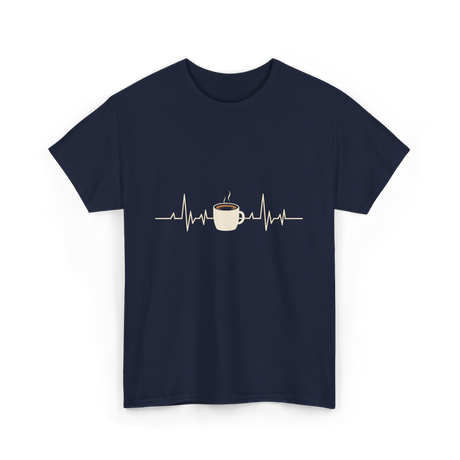 Coffee Heartbeat Coffee Drink T-Shirt - Navy