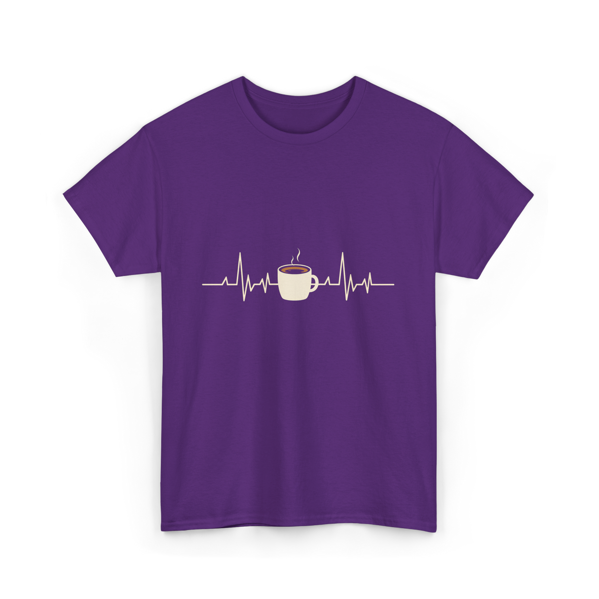 Coffee Heartbeat Coffee Drink T-Shirt - Purple