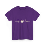 Coffee Heartbeat Coffee Drink T-Shirt - Purple