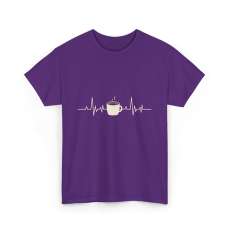 Coffee Heartbeat Coffee Drink T-Shirt - Purple