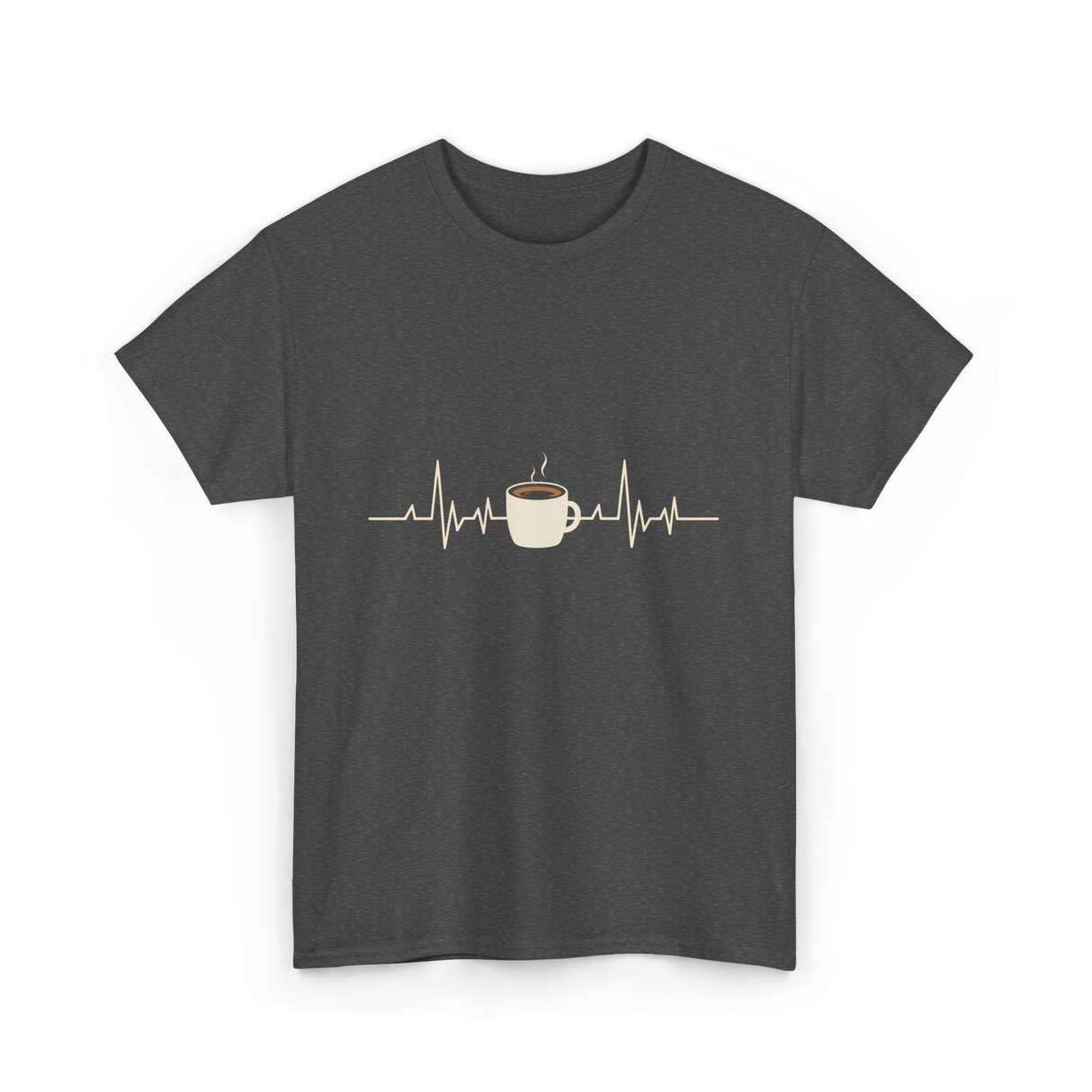 Coffee Heartbeat Coffee Drink T-Shirt - Dark Heather