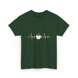 Coffee Heartbeat Coffee Drink T-Shirt - Forest Green