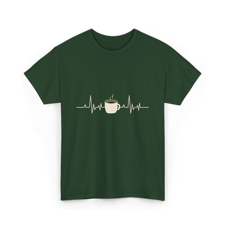 Coffee Heartbeat Coffee Drink T-Shirt - Forest Green