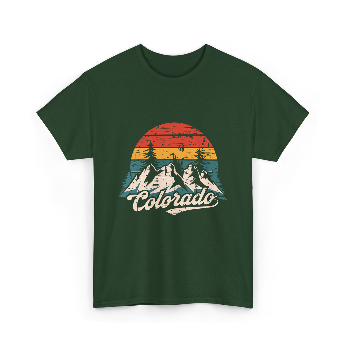 Colorado Mountains Nature Hiking T-Shirt - Forest Green