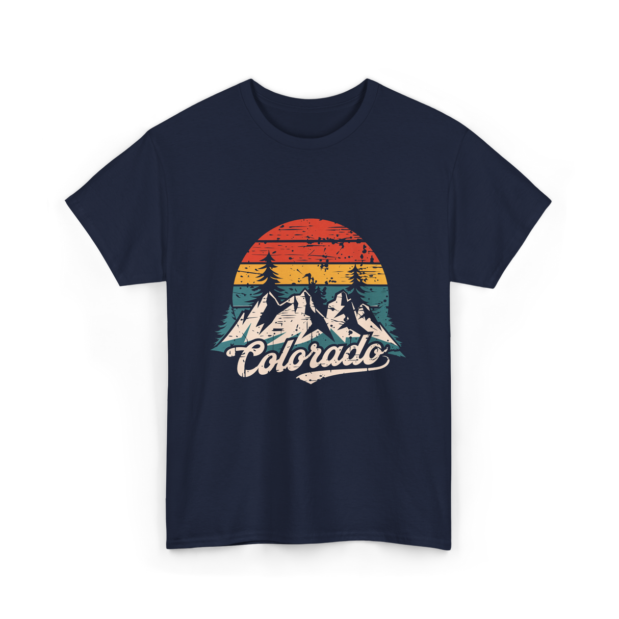 Colorado Mountains Nature Hiking T-Shirt - Navy