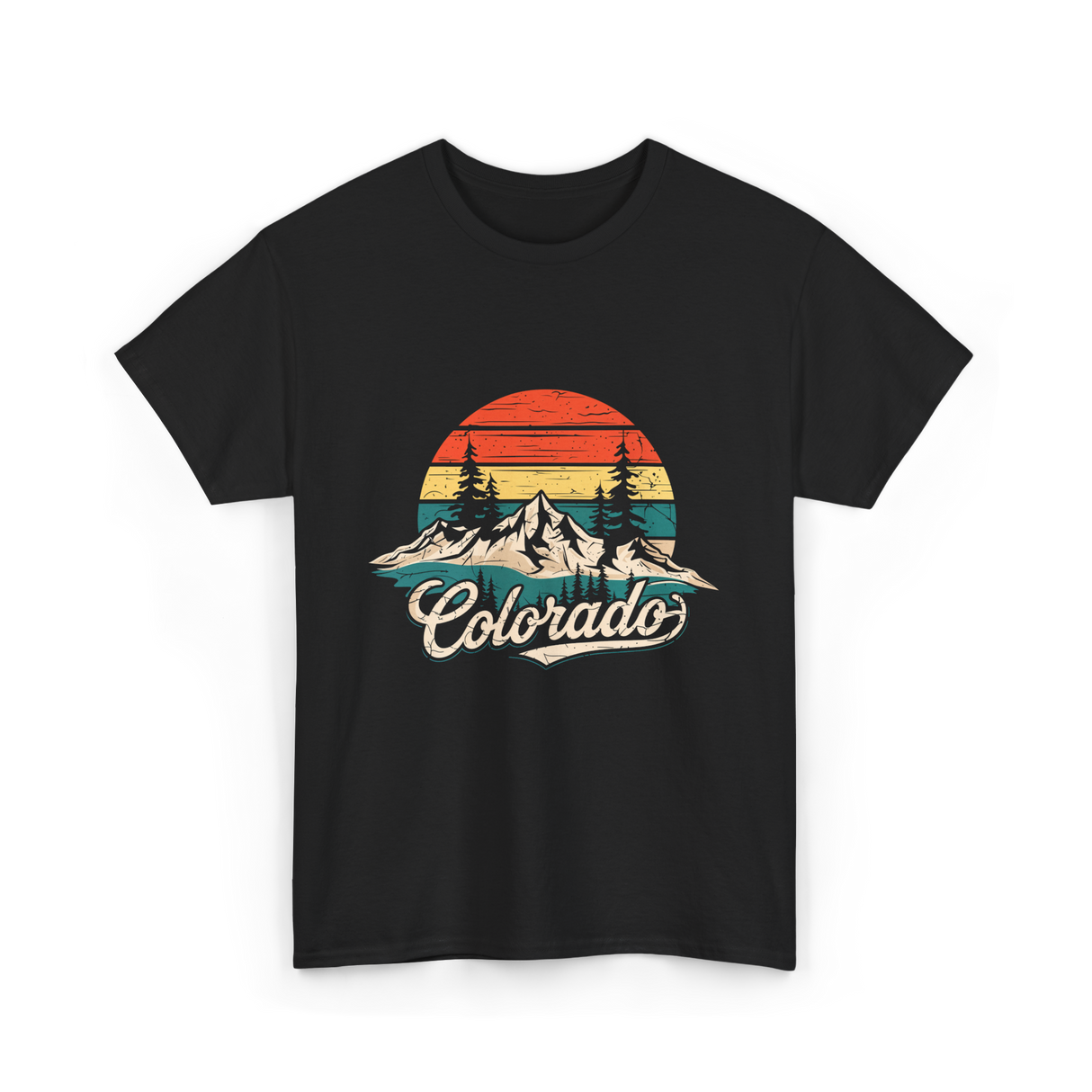 Colorado Retro Mountains Nature T-Shirt - Black