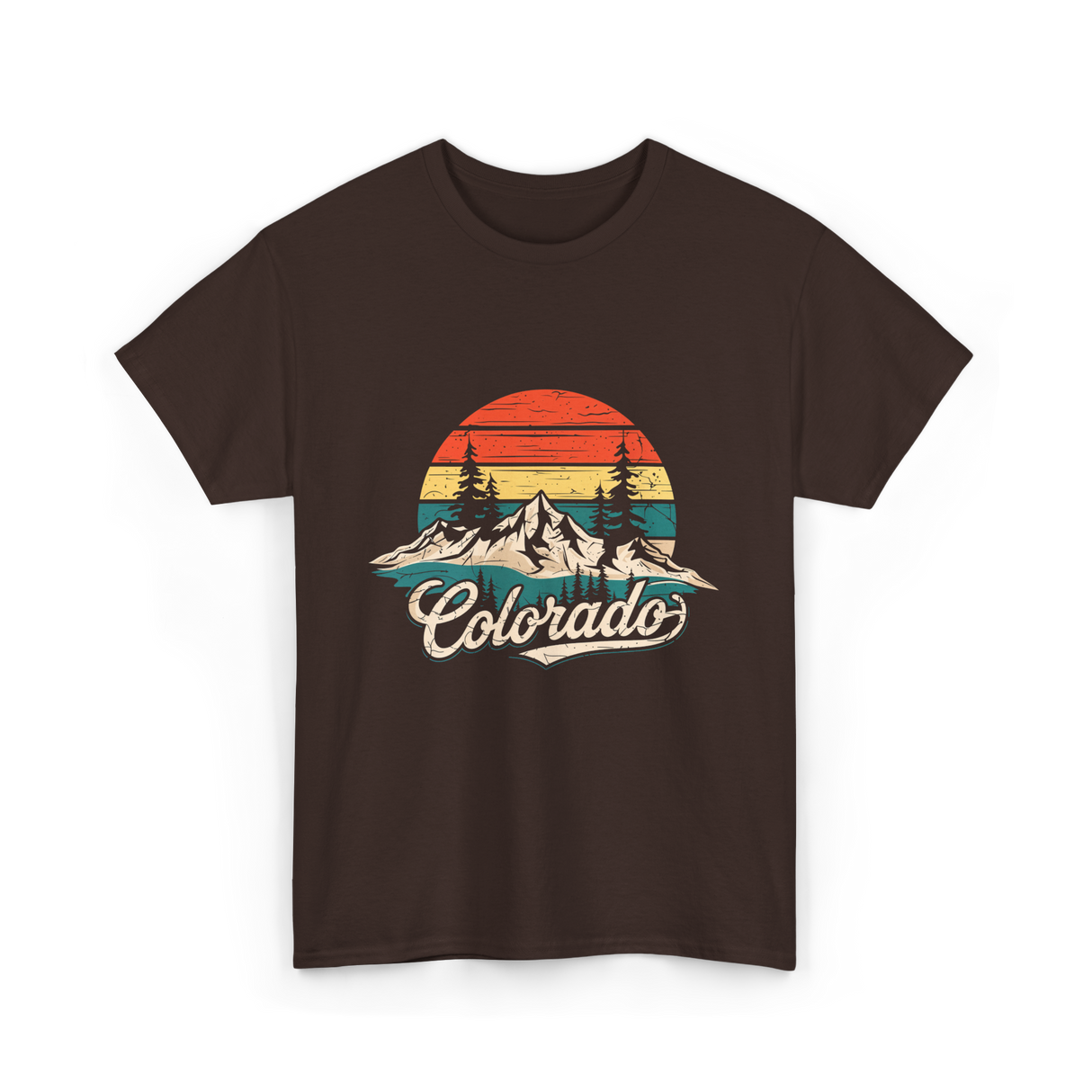 Colorado Retro Mountains Nature T-Shirt - Dark Chocolate