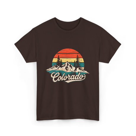 Colorado Retro Mountains Nature T-Shirt - Dark Chocolate