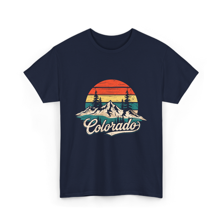 Colorado Retro Mountains Nature T-Shirt - Navy