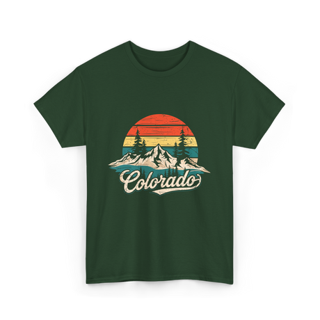 Colorado Retro Mountains Nature T-Shirt - Forest Green