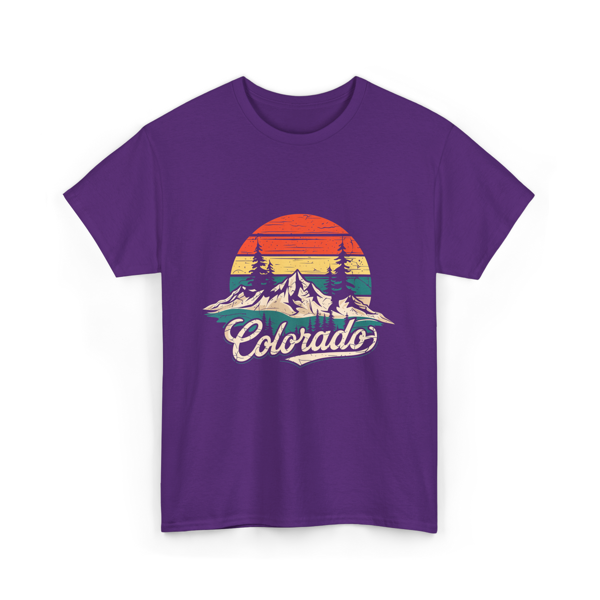 Colorado Retro Mountains Nature T-Shirt - Purple