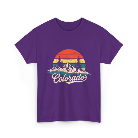 Colorado Retro Mountains Nature T-Shirt - Purple