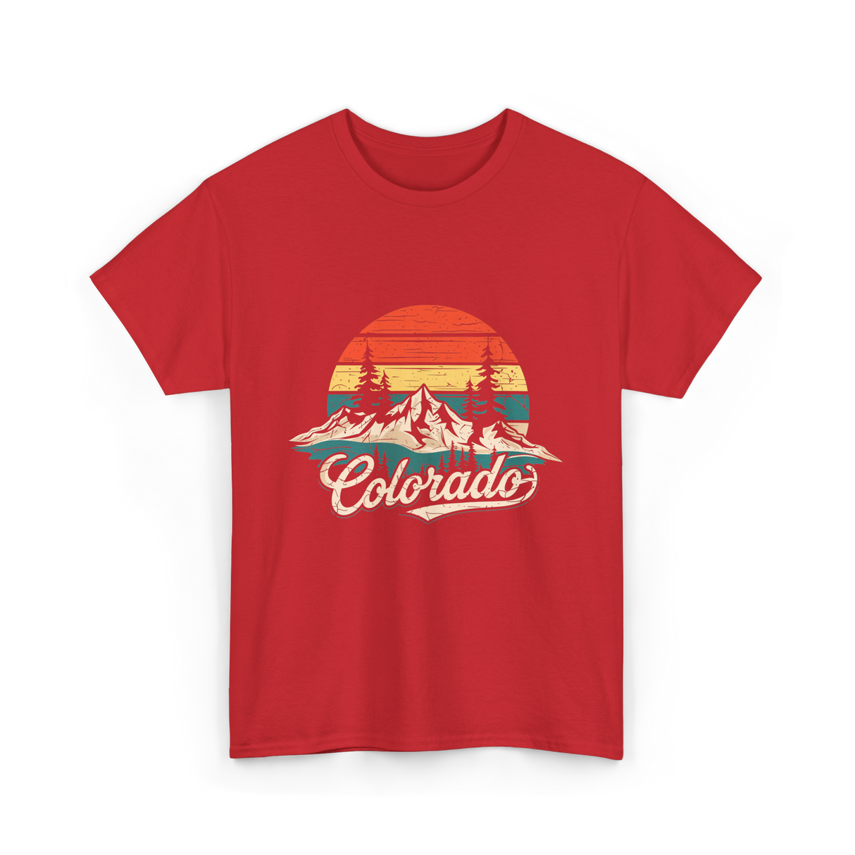 Colorado Retro Mountains Nature T-Shirt - Red