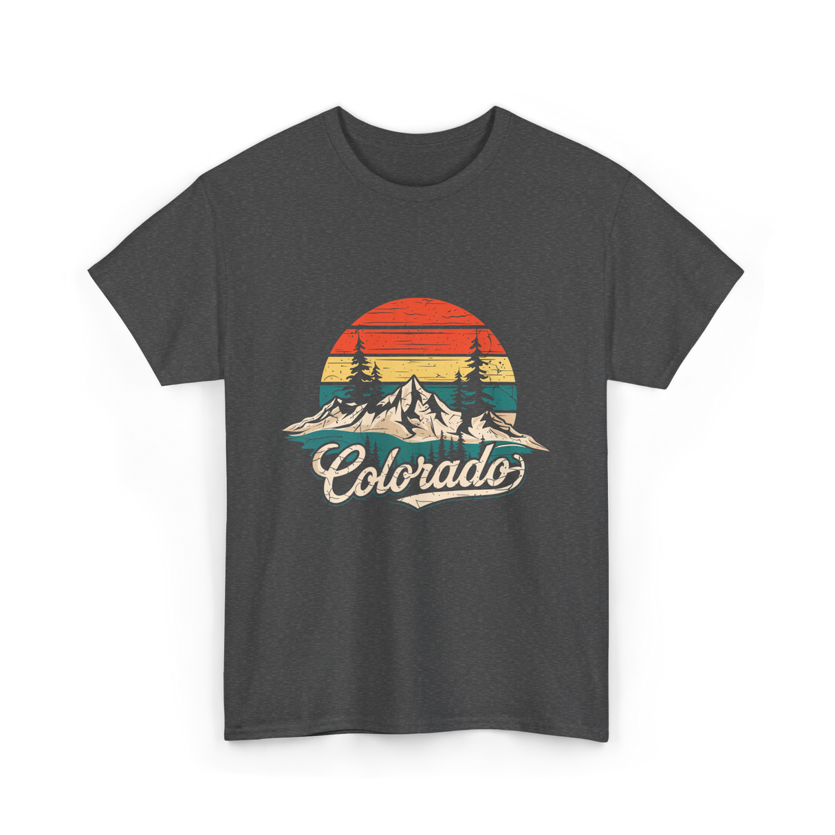 Colorado Retro Mountains Nature T-Shirt - Dark Heather