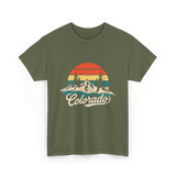 Colorado Retro Mountains Nature T-Shirt - Military Green