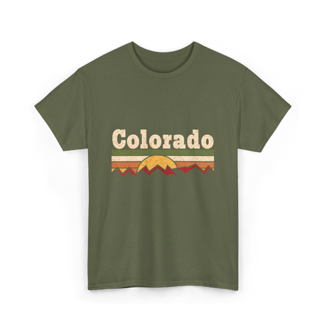Colorado Vintage Retro Mountains T-Shirt - Military Green