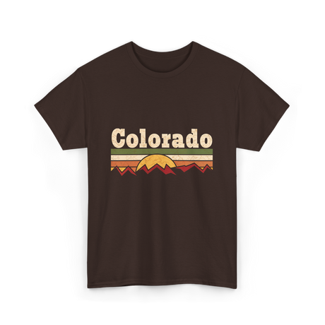 Colorado Vintage Retro Mountains T-Shirt - Dark Chocolate