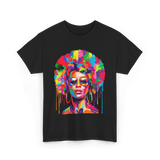 Colorful Afro Queen Afrocentric T-Shirt - Black