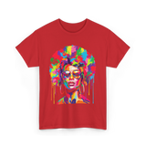 Colorful Afro Queen Afrocentric T-Shirt - Red