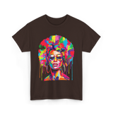 Colorful Afro Queen Afrocentric T-Shirt - Dark Chocolate