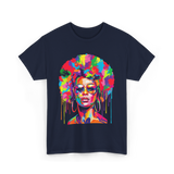 Colorful Afro Queen Afrocentric T-Shirt - Navy