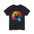 Colorful Afro Vinyl Music T-Shirt - Black