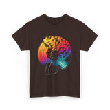 Colorful Afro Vinyl Music T-Shirt - Dark Chocolate