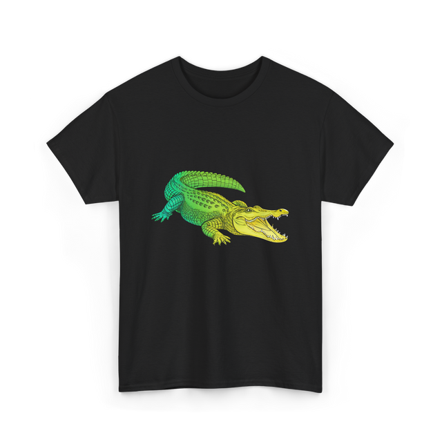 Colorful Alligator Reptile T-Shirt - Black