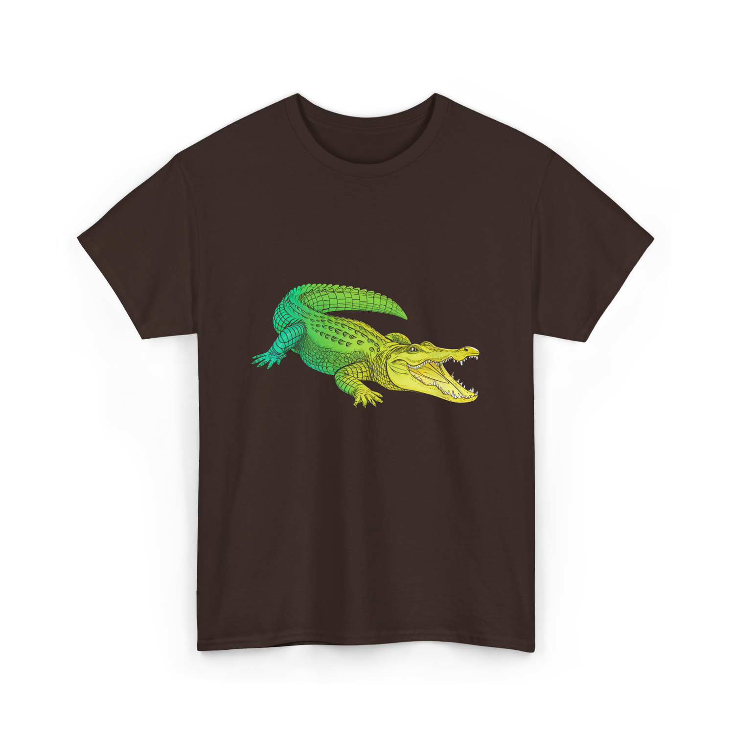 Colorful Alligator Reptile T-Shirt - Dark Chocolate