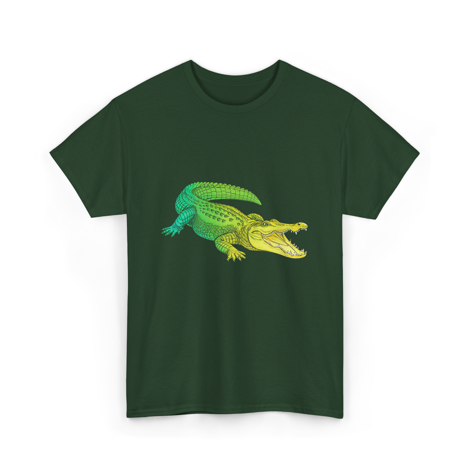 Colorful Alligator Reptile T-Shirt - Forest Green
