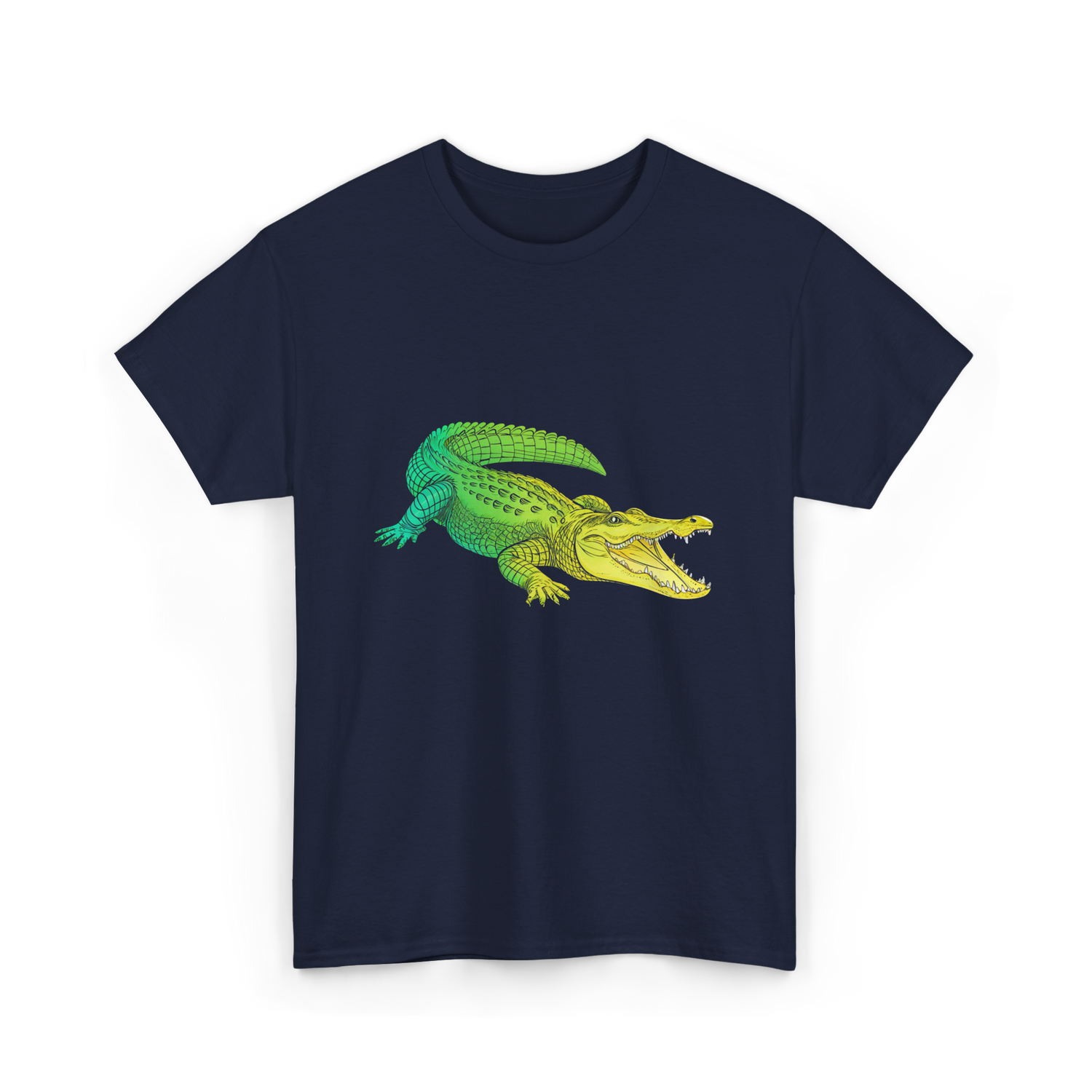 Colorful Alligator Reptile T-Shirt - Navy