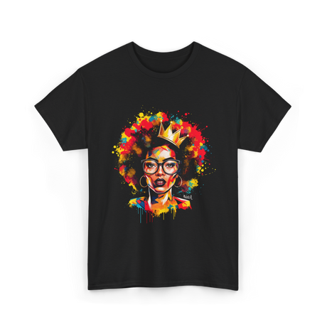 Colorful Art Black Queen Afro T-Shirt - Black