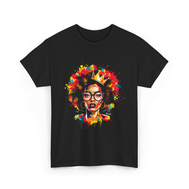 Colorful Art Black Queen Afro T-Shirt - Black