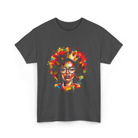 Colorful Art Black Queen Afro T-Shirt - Dark Heather