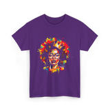 Colorful Art Black Queen Afro T-Shirt - Purple