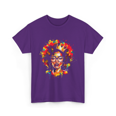 Colorful Art Black Queen Afro T-Shirt - Purple