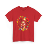 Colorful Art Black Queen Afro T-Shirt - Red